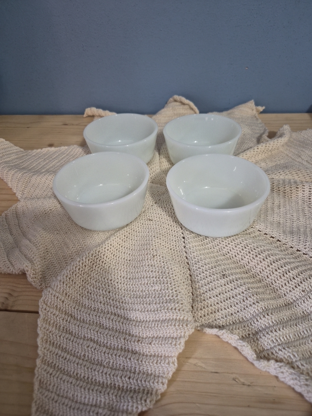 Set Of 4 Vintage Anchor Hocking Fire-King Milk Glass White Small Bowl 3.75" x 2"